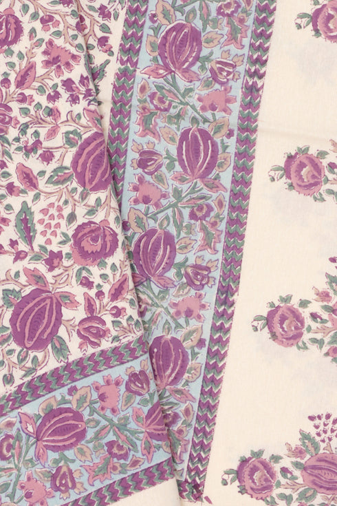 20s Cotton Bed Cover in Floral Block Print